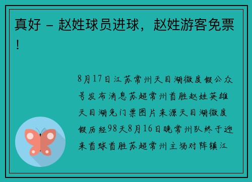 真好 - 赵姓球员进球，赵姓游客免票！